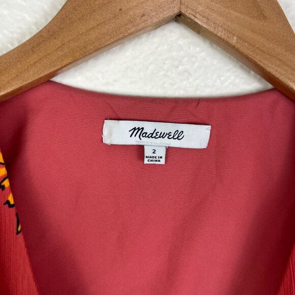 Madewell Posy Cactus Short Sleeve Mini Ruffle Dress Spiced Rose Women’s Size 2 - Picture 8 of 10